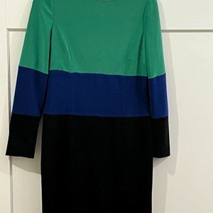 Adrianna Papell Colorblock Green, Blue, Black Dress